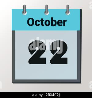 day on the calendar, vector image format, October 22 Stock Vector