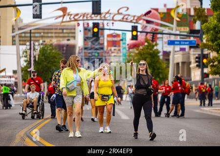 Las Vegas, USA. 29th Aug, 2023. People arrive for day one of the Life is Beautiful Music Festival held in Downtown Las Vegas, NV on Sept. 22, 2023. (Photo by Alive Coverage/Sipa USA) Credit: Sipa USA/Alamy Live News Stock Photo
