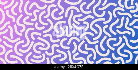 White curved lines isolated on gradient blue and purple background. Abstract background Stock Vector