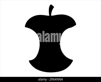Apple core silhouette vector art white background Stock Vector