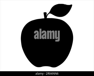 Apple silhouette vector art white background Stock Vector