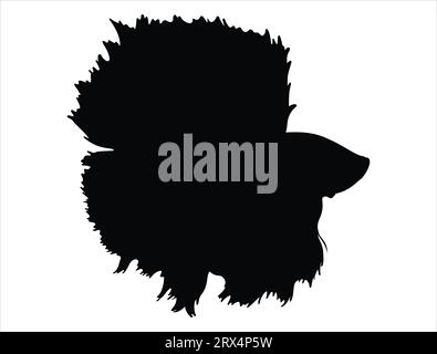 Betta fish silhouette vector art white background Stock Vector