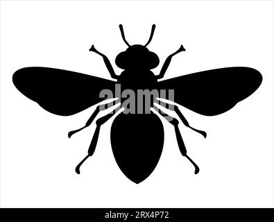 Bee silhouette vector art white background Stock Vector