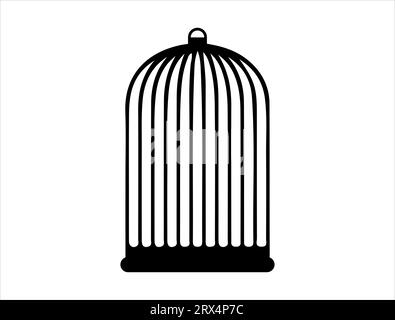 Bird cage silhouette vector art white background Stock Vector