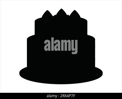 Birthday cake silhouette vector art white background Stock Vector