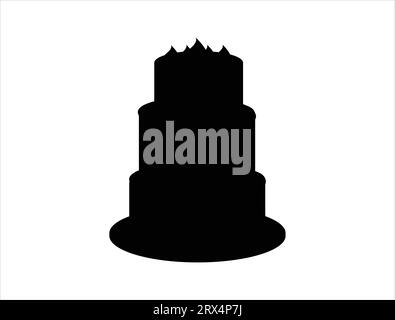 Birthday cake silhouette vector art white background Stock Vector