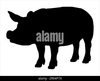 Boar silhouette vector art white background Stock Vector