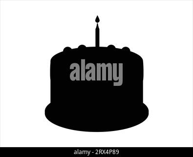 Birthday cake silhouette vector art white background Stock Vector