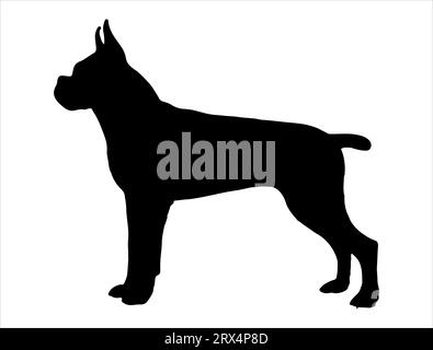 Boxer dog silhouette vector art white background Stock Vector