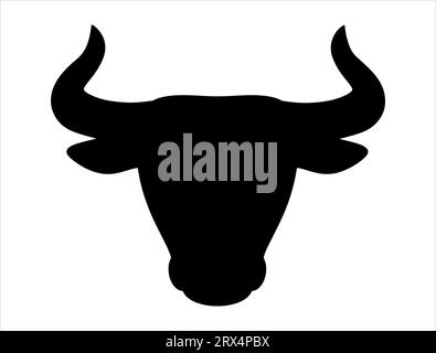Bull head silhouette vector art white background Stock Vector