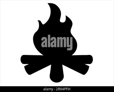 Campfire silhouette vector art white background Stock Vector