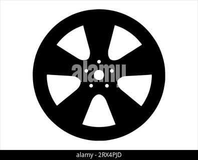 Car wheel silhouette vector art white background Stock Vector