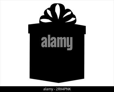 Christmas present silhouette vector art white background Stock Vector