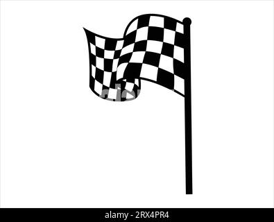 Checkered flag silhouette vector white background Stock Vector