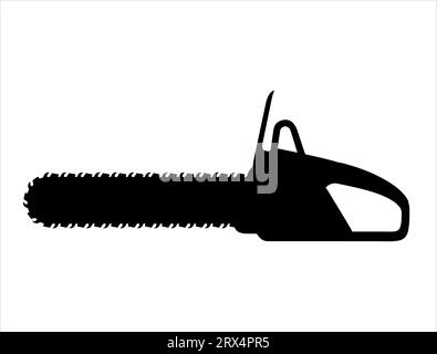 Chainsaw silhouette vector art white background Stock Vector