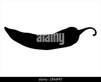 Chili pepper silhouette vector art white background Stock Vector