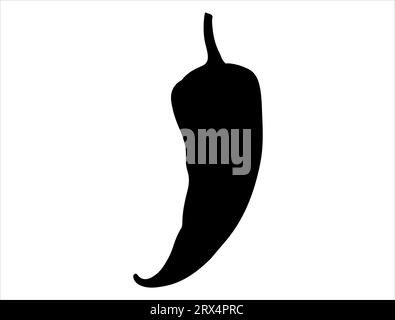 Chili pepper silhouette vector art white background Stock Vector