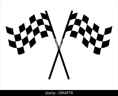 Checkered flag silhouette vector white background Stock Vector