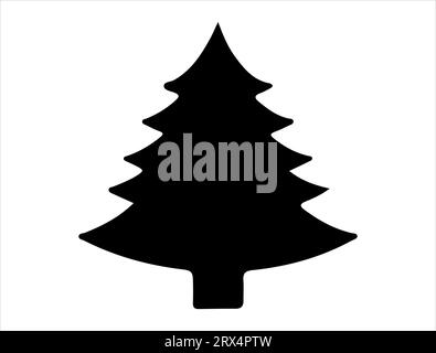 Christmas tree silhouette vector art white background Stock Vector
