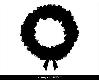 Christmas wreath silhouette vector art Stock Vector