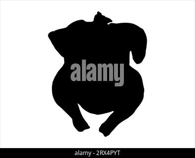 Cooked chicken silhouette vector art white background Stock Vector