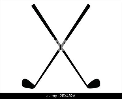 Crossed golf sticks silhouette vector art white background Stock Vector