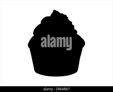 Cupcake silhouette vector art white background Stock Vector