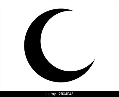 Crescent moon silhouette vector art white background Stock Vector