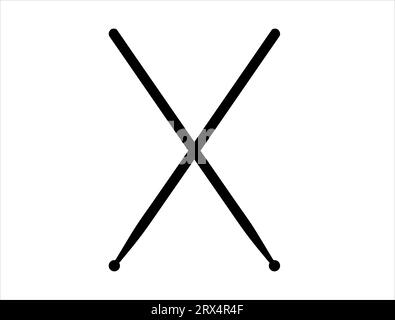 Drum sticks silhouette vector art white background Stock Vector