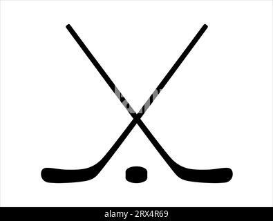 Crossed hockey sticks silhouette Stock Vector