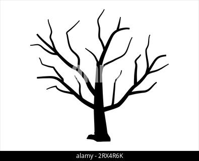 Dead tree silhouette vector art white background Stock Vector
