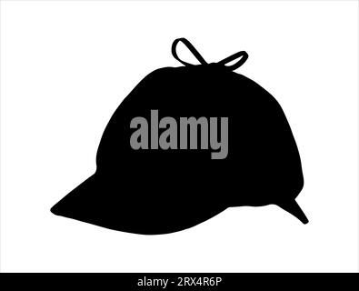 Detective hat silhouette vector art white background Stock Vector