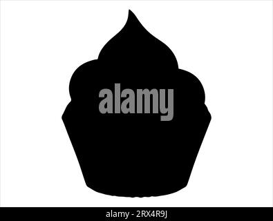 Cupcake silhouette vector art white background Stock Vector