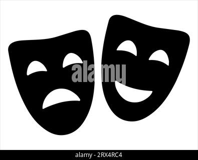 Drama mask silhouette vector art white background Stock Vector