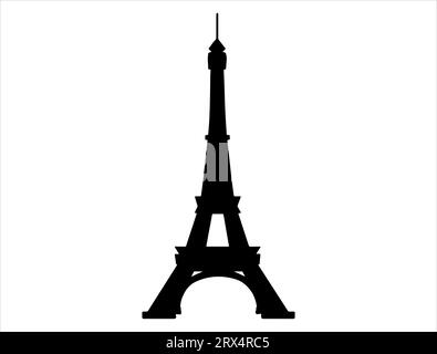 Eiffel tower silhouette vector art white background Stock Vector