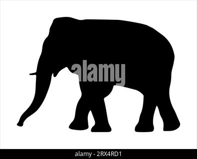 Elephant silhouette vector art white background Stock Vector