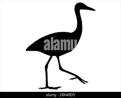 Egret silhouette vector art white background Stock Vector