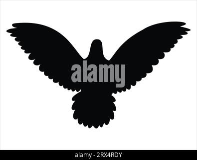 Flying dove silhouette vector art white background Stock Vector