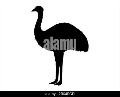 Emu silhouette vector art white background Stock Vector