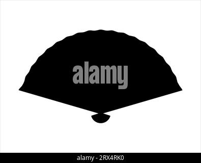 Hand fan silhouette vector art white background Stock Vector
