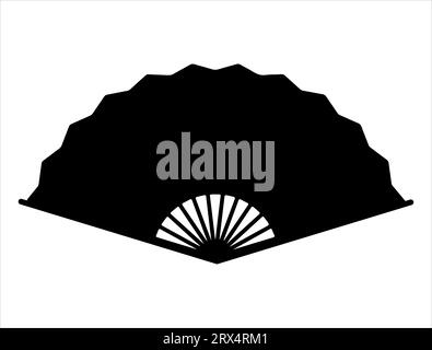 Hand fan silhouette vector art white background Stock Vector