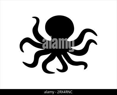 Octopus silhouette vector art white background Stock Vector