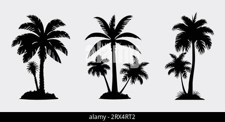 Palm tree silhouettes, palm tree summer logo template, Stock Vector