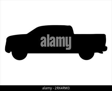 Pickup truck silhouette vector art white background Stock Vector