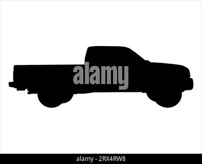 Pickup truck silhouette vector art white background Stock Vector
