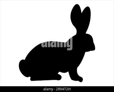 Rabbit silhouette vector art white background Stock Vector