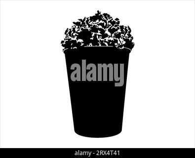 Popcorn silhouette vector art white background Stock Vector