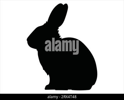 Rabbit silhouette vector art white background Stock Vector
