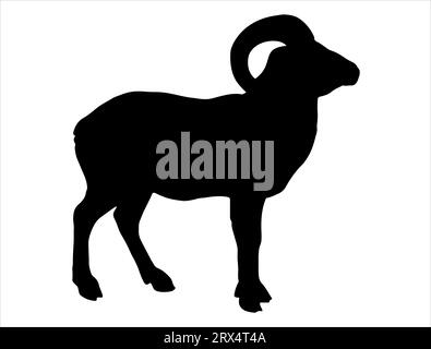 Ram silhouette vector art white background Stock Vector