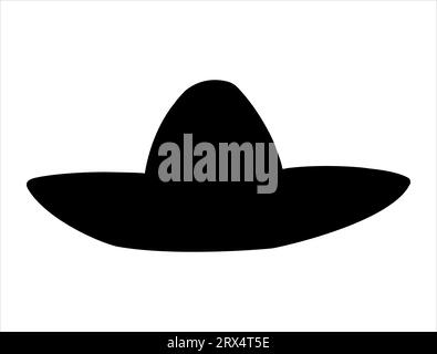 Sombrero silhouette vector art white background Stock Vector